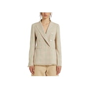 Marella Rivalsa Plaid Fringed Double Breasted Jacket Natural 8