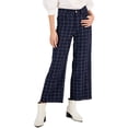 thumbnail image 1 of Marella Womens Basketweave Raw Hem Trousers Navy 8, 1 of 1