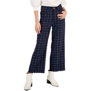 Marella Womens Basketweave Raw Hem Trousers Navy 8
