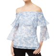 thumbnail image 1 of Marella Womens Silk Off the Shoulder Blouse, Blue, 14, 1 of 2