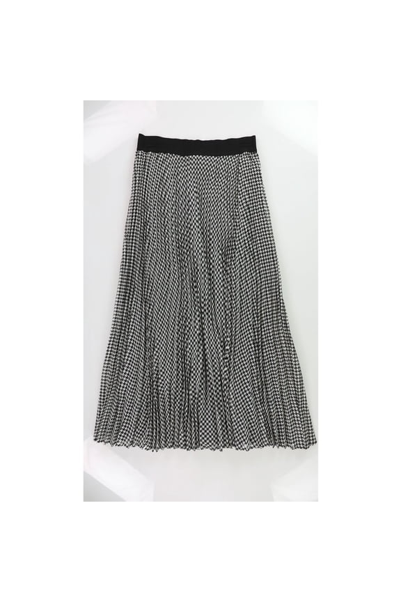 Womens Two Tone Pleated Skirt, Black, 8