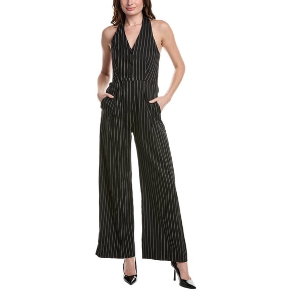 Marella womens  Amanda Linen-Blend Jumpsuit, 8, Black