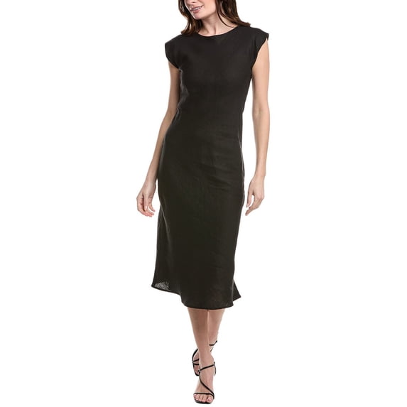 Marella womens Hidalgo Linen Midi Dress, 6, Black