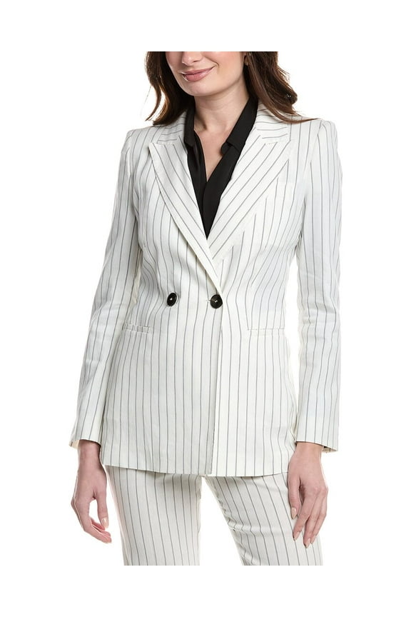 womens Manager Linen-Blend Jacket, 8, White