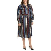 Marella womens Plus Tie Waist Shirtdress, 2, Blue