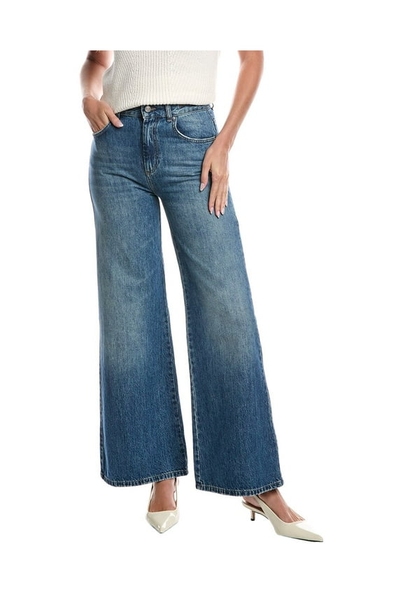 womens Wide-Leg Denim Trouser, 8, Blue