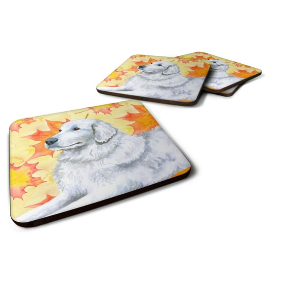 Maremma Sheepdog Fall Foam Coaster Set of 4 Yellow