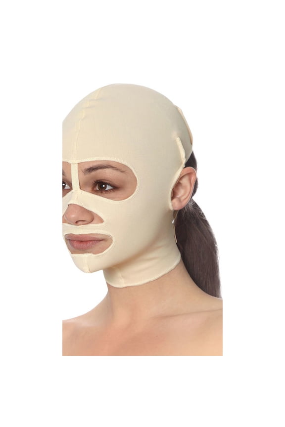 Recovery Full Coverage Face Mask - Compression Garments with Adjustable Hook And Loop - Large - Beige (FM500)