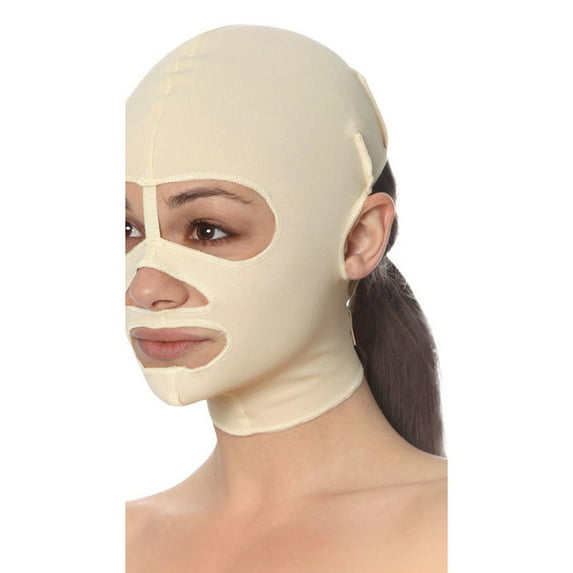 Marena Recovery Full Coverage Face Mask - Compression Garments with Adjustable Hook And Loop - Medium - Beige (FM500)