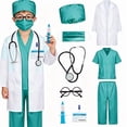thumbnail image 1 of Marendyee Doctor Costume for Girls and Boys Kids Scrubs Nurse outfit With Set including a stethoscope Dress Up Cosplay Halloween Toddler 12T 11-12Years, 1 of 27