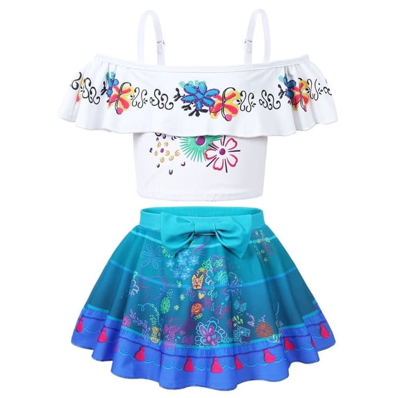 Marendyee Girls 2 Pieces Swimsuit Mirabel Bikini Short-Sleeve Swim Dress Tankini Magic Family Adventure Swimwear 5-6 Years