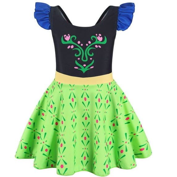 Marendyee One Piece Princess Swimsuit for Girls Short Sleeve Swim Dress Rash Guard Bathing Suit Skirted Swimwear 3-10 Years