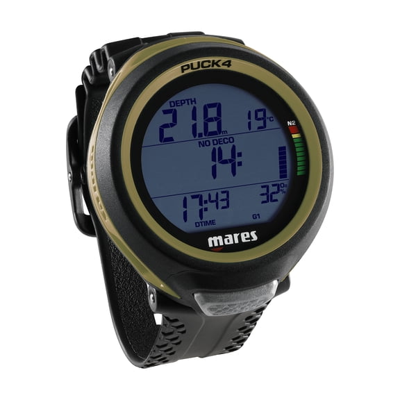 Mares Puck 4 Wrist Dive Computer - Black/Olive