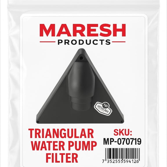 Maresh Products Triangular Water Filter for Utility Transfer Pumps, Fits MP-070755 & MP-110182, Compatible with Drummond & Wayne, 6" Sides, Friction Fit to Garden Hose, SKU 070719