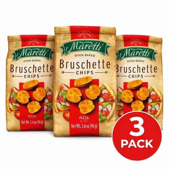 Maretti Oven Baked Bruschette Chips, Pizza Flavor, 3.4 oz Bags, 3 Pack