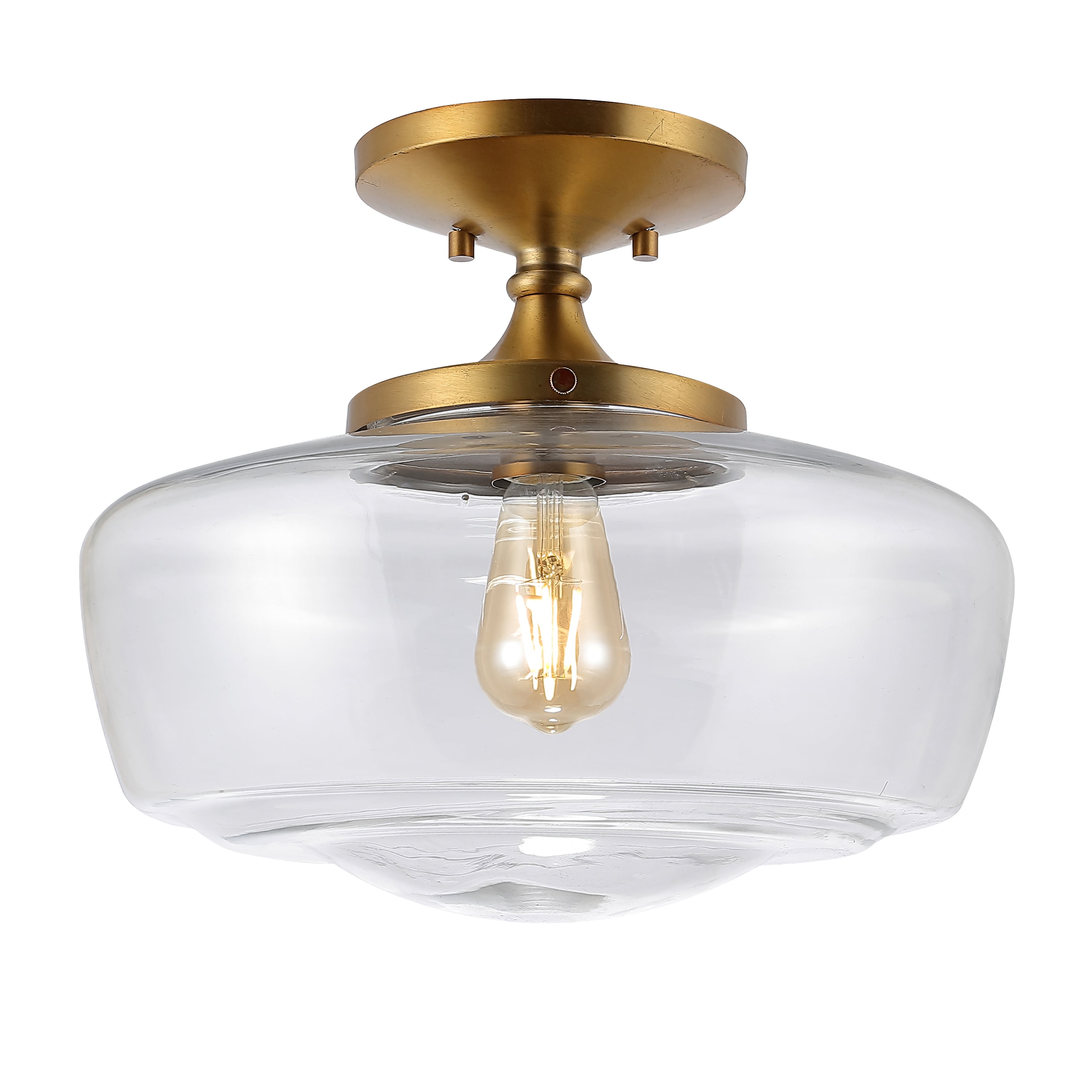 Marfa 17" Brass Gold Glass Farmhouse Modern LED Flush Mount