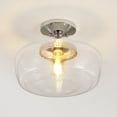 thumbnail image 1 of JONATHAN Y Marfa 14" Glass/Iron Farmhouse Modern LED Flush Mount, Chrome, JYL7517C, 1 of 9