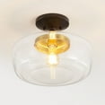 thumbnail image 1 of JONATHAN Y Marfa 14" Glass/Iron Farmhouse Modern LED Flush Mount, Oil Rubbed Bronze/Brass Gold, JYL7517E, 1 of 9