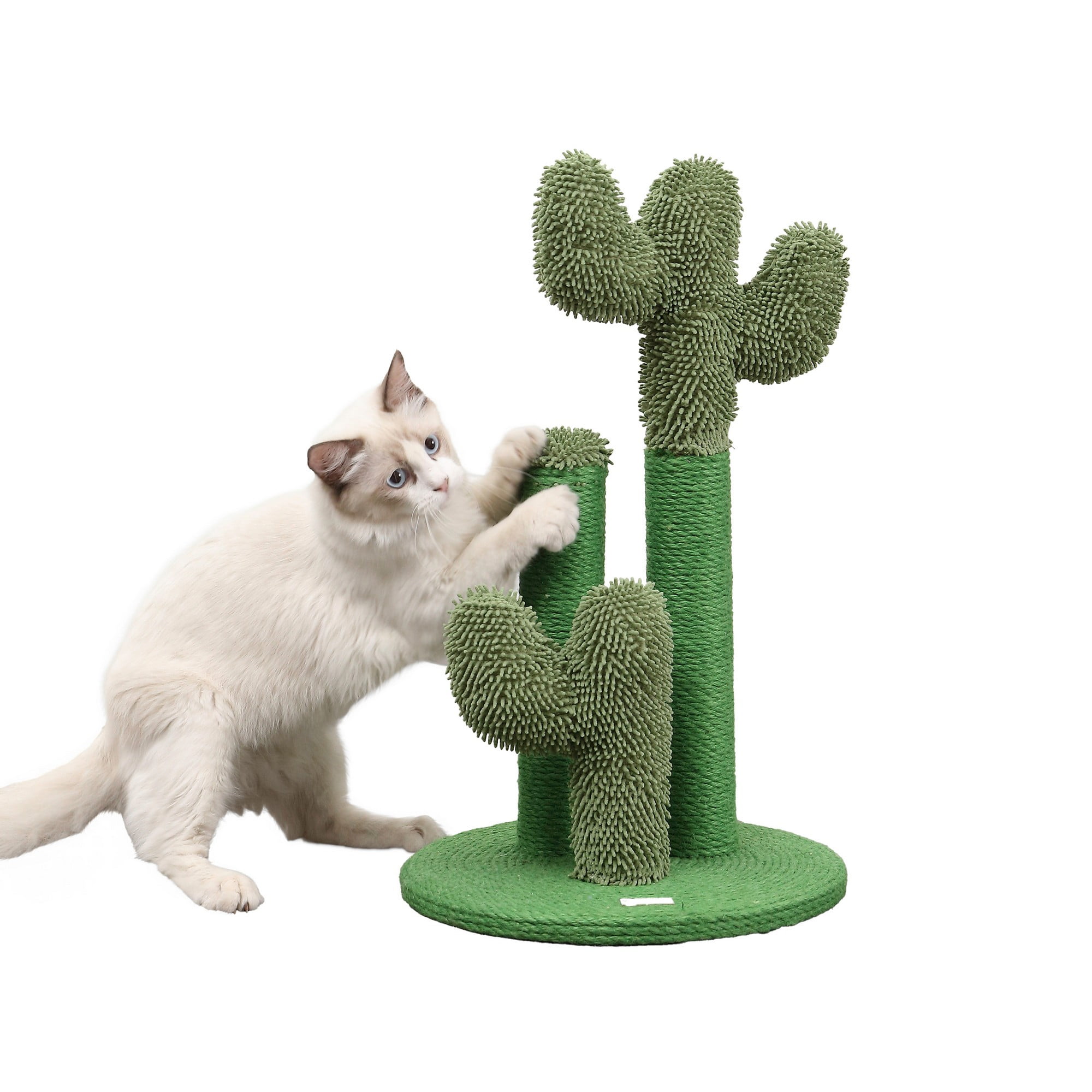 Marfa 21.5" Green Jute Cactus Cat Scratching Post with Fuzzy Toy
