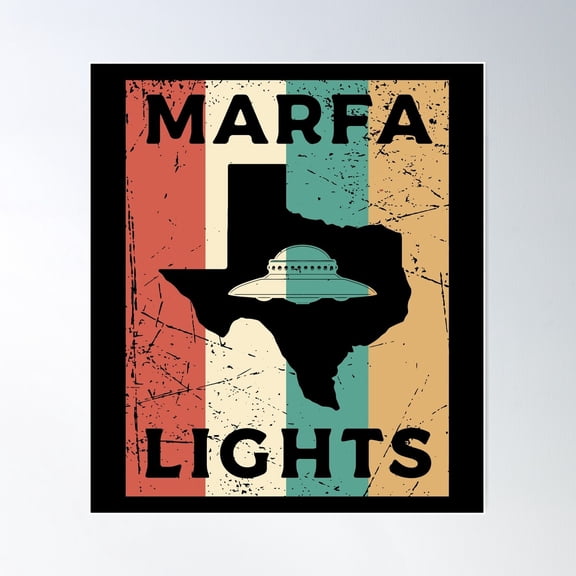 Marfa Lights Ufo Eighties Texas Ufo Poster Wall Art, Modern Wall Decor For Living Room Bedroom, 8x12 UNFRAMED