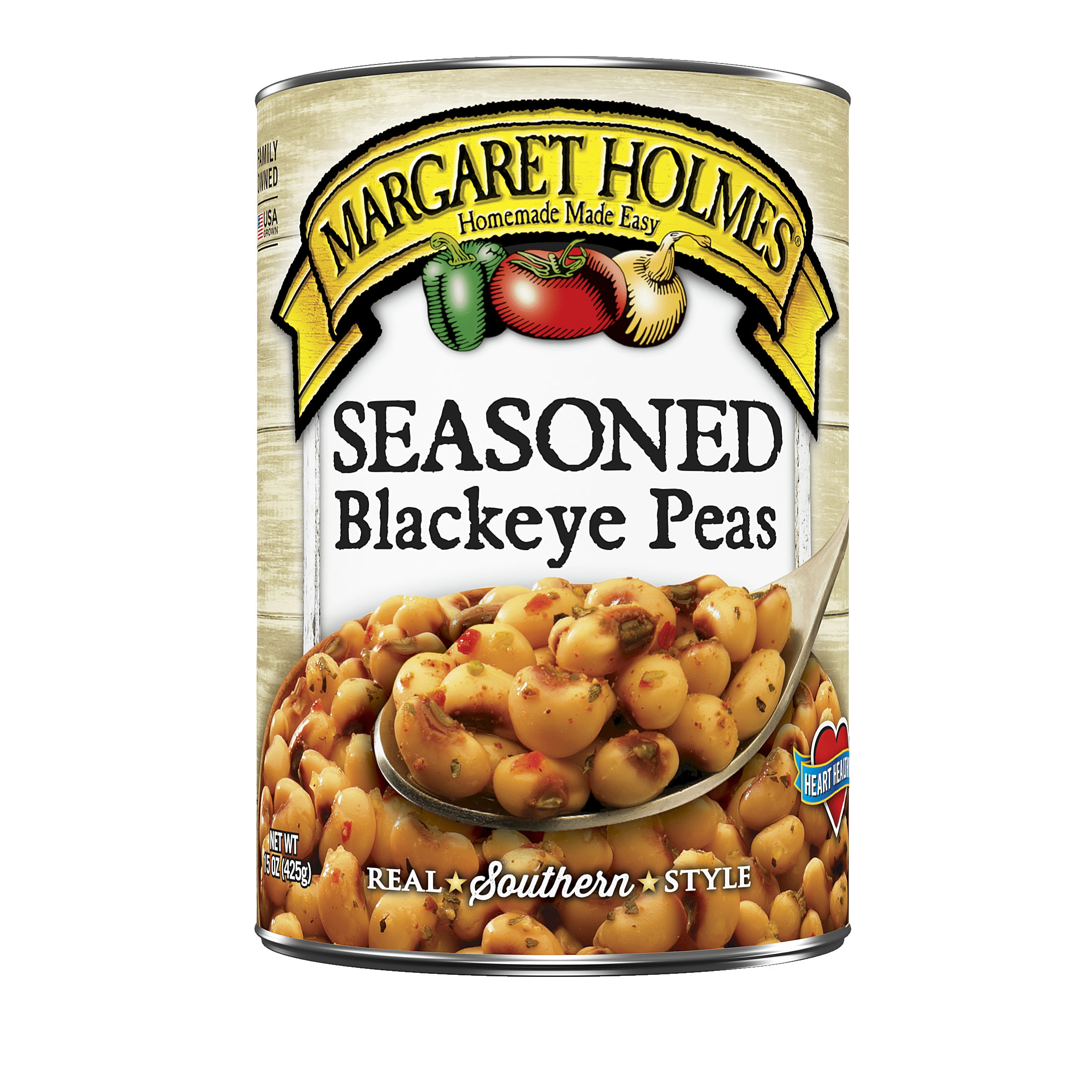 Margaret Holmes Seasoned Blackeye Peas, Canned Peas, 15 oz