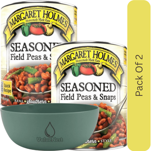 Margaret Holmes Field Peas and Snaps, Canned Vegetables, 15 oz with Olive Green Bowl by ValueNest