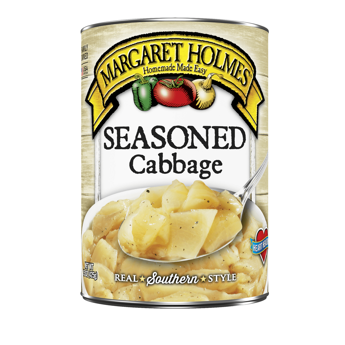 Margaret Holmes Seasoned Cabbage, Canned Vegetables, 15 oz
