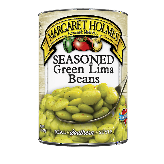 Margaret Holmes Seasoned Green Lima Beans, Canned Beans, 15 oz (Pack of 6)