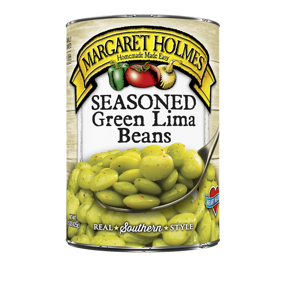 Margaret Holmes Seasoned Green Lima Beans, Canned Beans, 15 oz (Pack of 8)