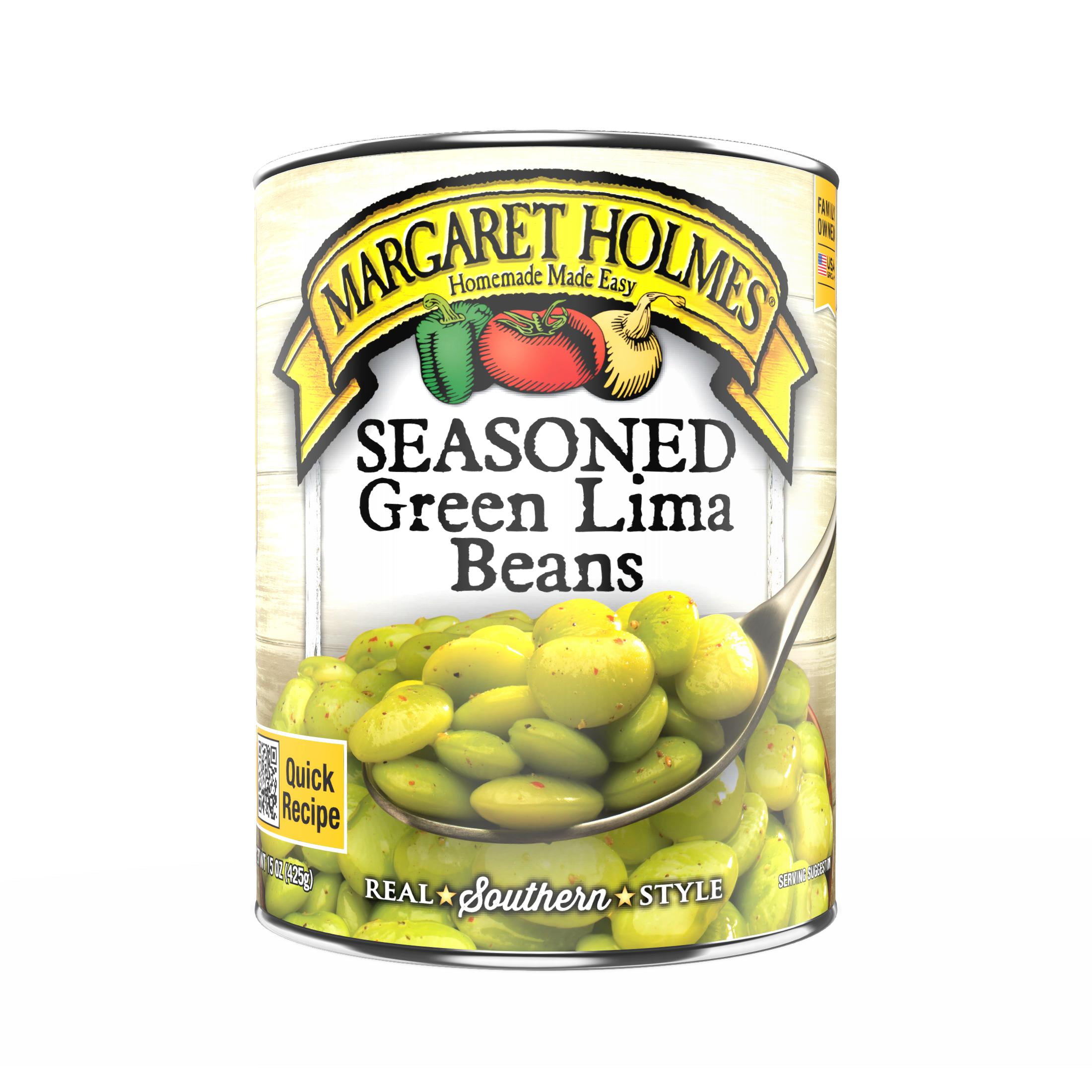 Margaret Holmes Seasoned Green Lima Beans, Canned Beans, 15 oz