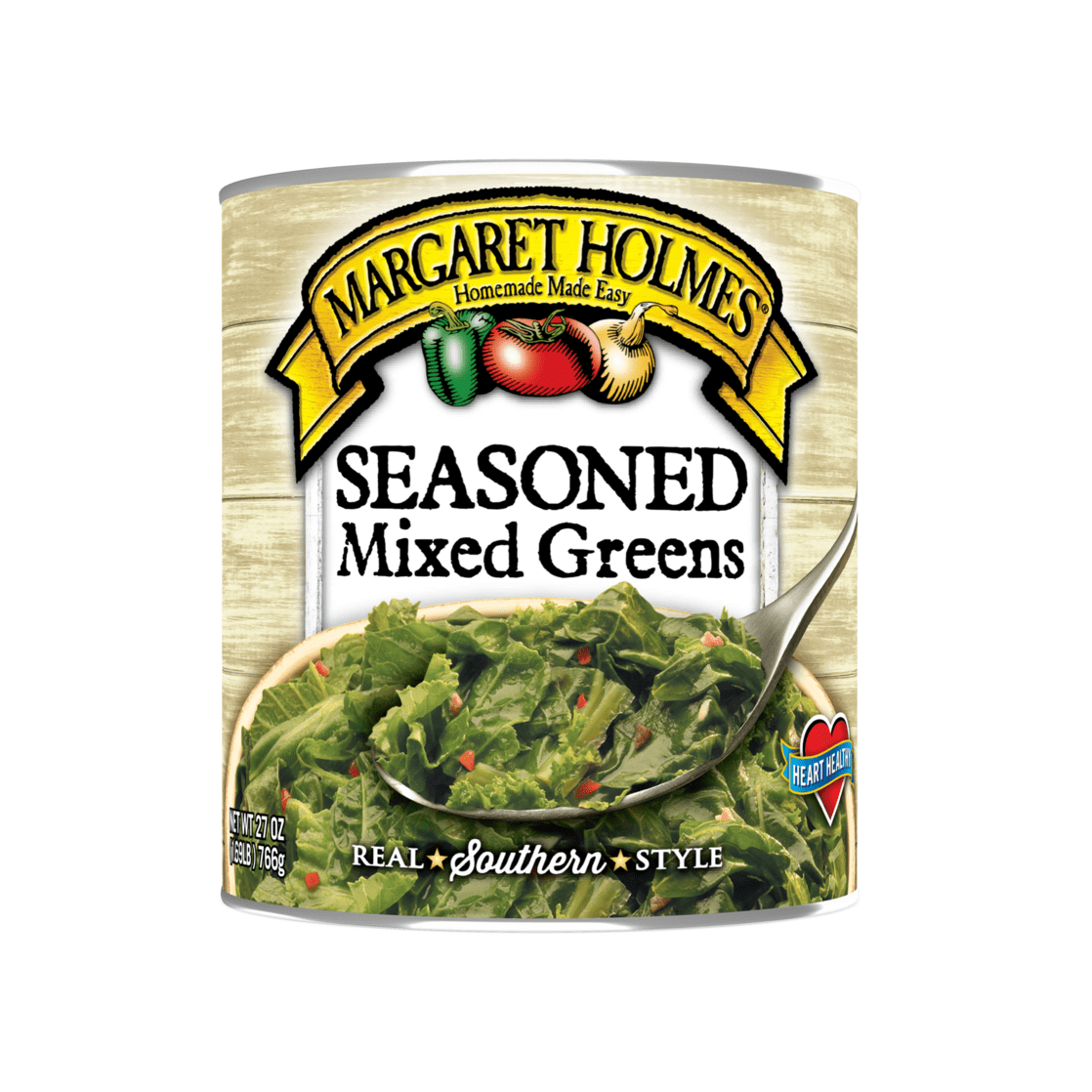 Margaret Holmes Seasoned Mixed Greens, Canned Vegetables, 27 oz