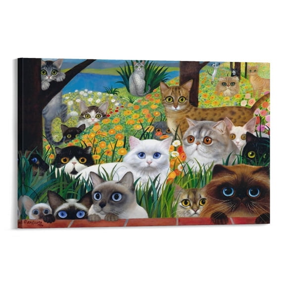 Margaret Keane Poster Cat Illustration, Cat Painting, Big Eyes Print Photo Art Painting Canvas Poster Home Decorative Bedroom Modern Decor Posters Gifts 12x18inch(30x45cm)