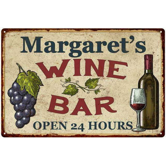 Margaret's Rustic Wine Bar Sign Wall Decor Kitchen Gift 16 x 24 Matte Finish Metal 116240056878