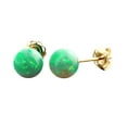 thumbnail image 1 of Margarita: 6mm Kiwi Green Synthetic Opal Ball Stud Post Earrings 14K Yellow Gold, 1 of 3