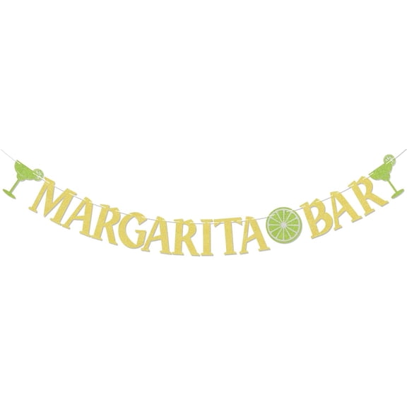 Margarita Bar Banner - Margarita Party Decorations, Mexican Taco Bar Birthday Bachelorette Party Decorations, Fiesta Bridal Shower Baby Shower Decorations Gold Glitter