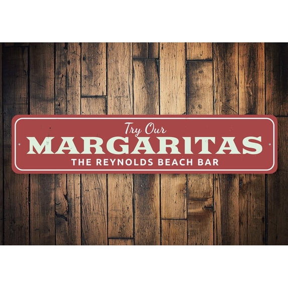 Margarita Beach Bar Novelty Decor, Metal Wall Sign - 4x18 Inches