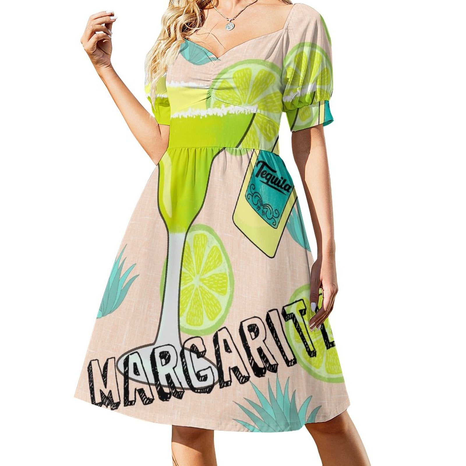 Margaritas Please Mini Dress - Cotton Spandex Blend With Moderate Stretch For All Events