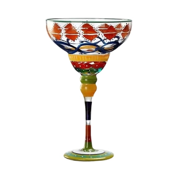Margarita Glass with Colorful Hand Painted Detail Mexicans Cocktail Drinkware
