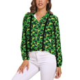thumbnail image 1 of Margarita Green Long Sleeve Blouse Woman Streetwear Casual Shirts Summer Oversize Woman Streetwear Clothing Birthday Present, 1 of 7