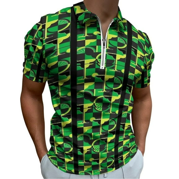 Margarita Green Men Zipper T-shirt Summer Casual Short Sleeve T-shirt Top