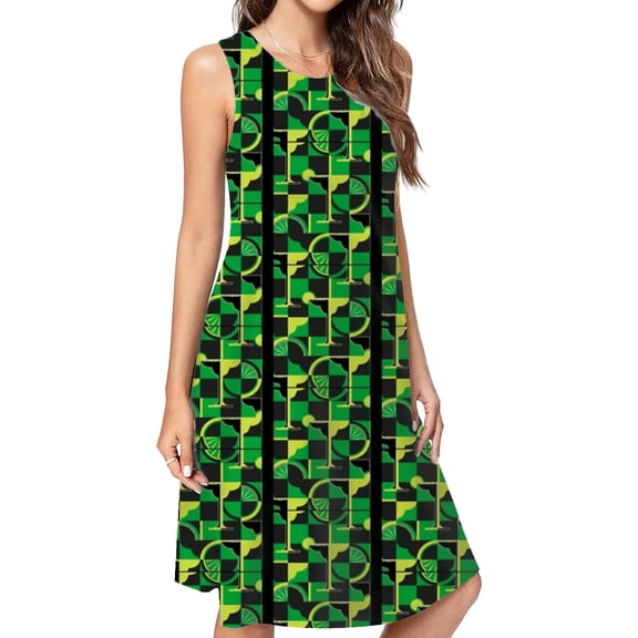 Margarita Green Spring Summer Dresses For Women Fashion Dress Casual Sleeveless Loose Sundress With Pockets