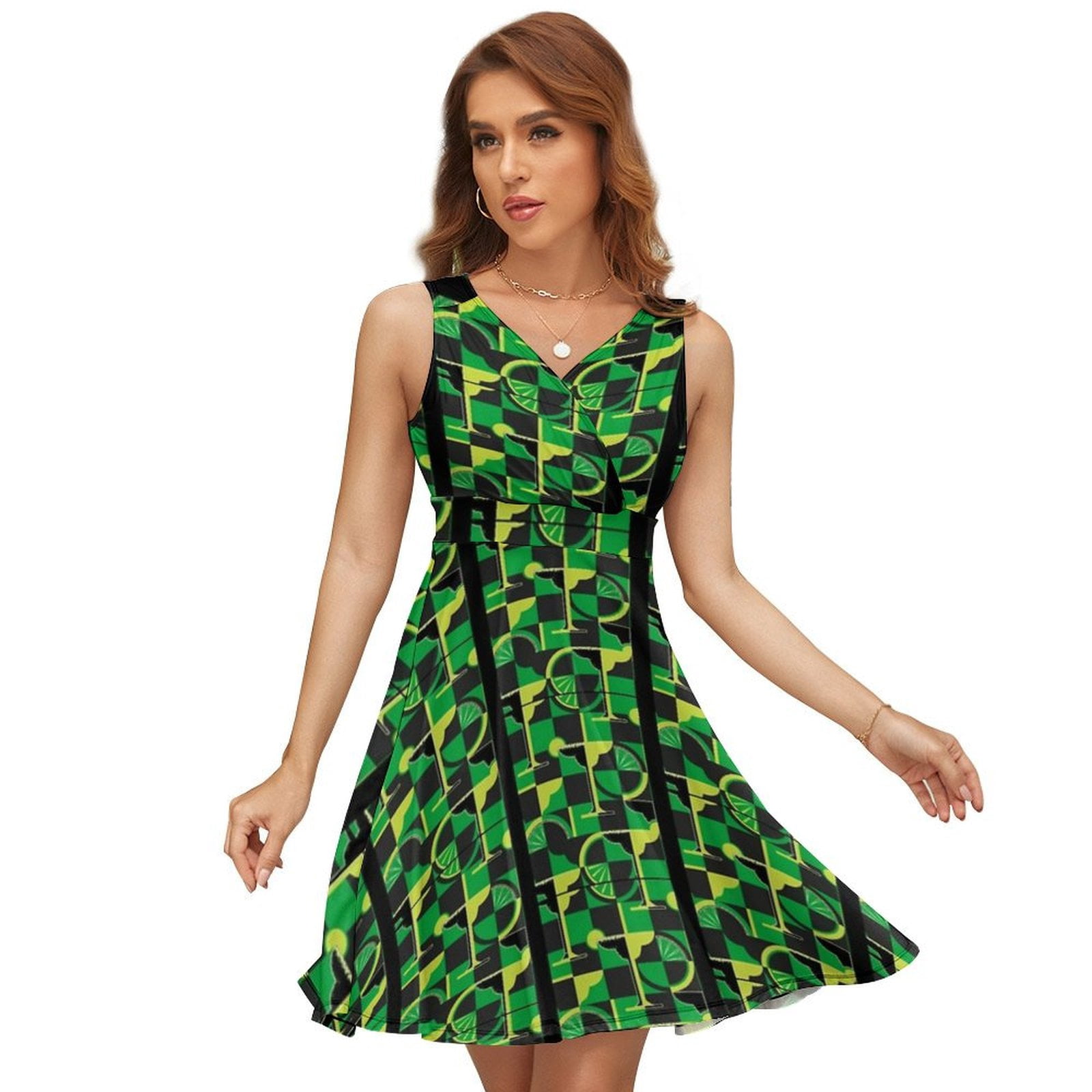 green emerald velvet dress Tank Top Maxi Dress w/Side Slits Olive main image 1