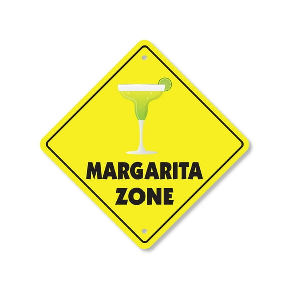 Margarita Plastic Crossing Sign - 12 Inch X 12 Inch Xing Sign Gift Drink Cocktail Bar Party Fun Lime Glass Alcoholic Beverage Summer Frozen Ice