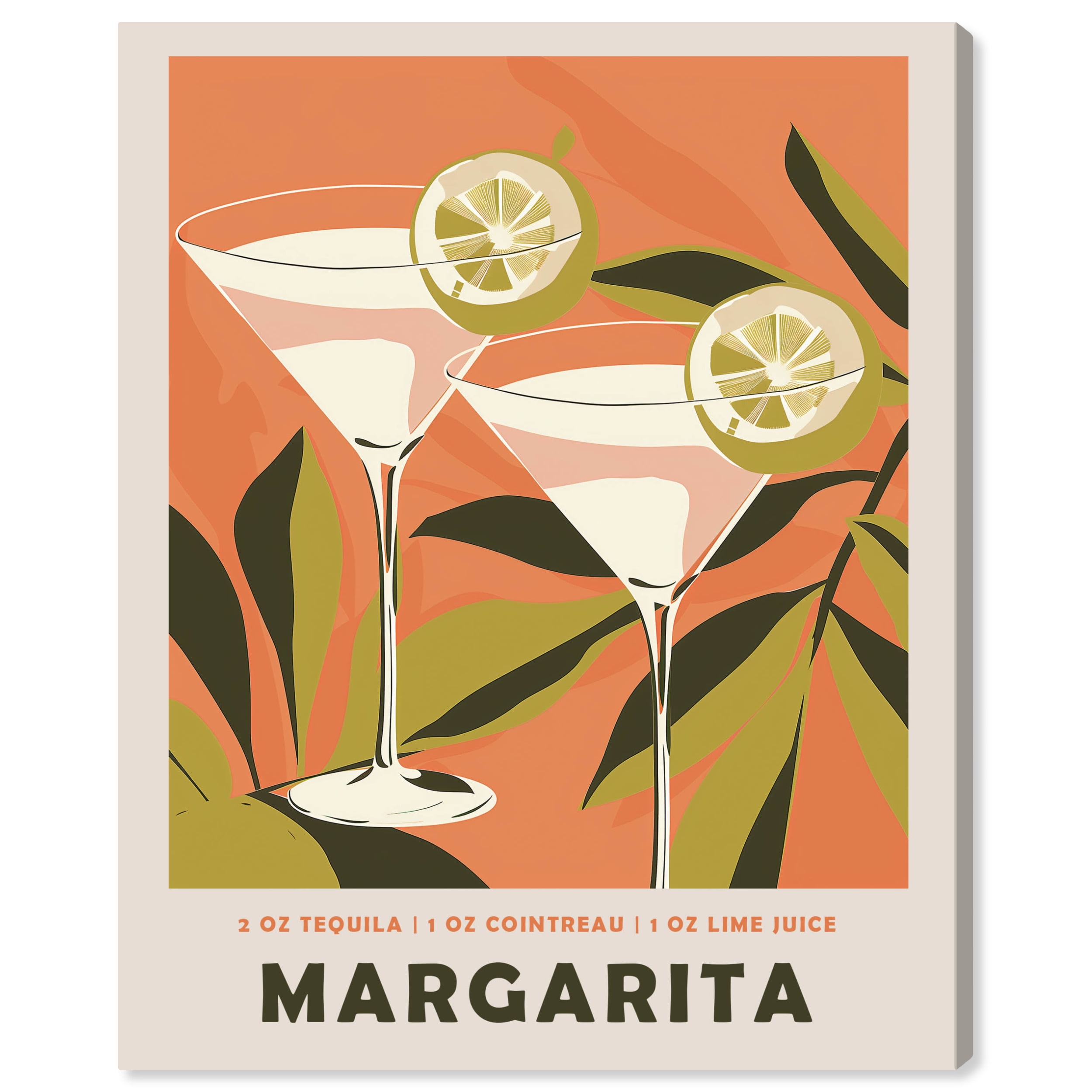 Retro Summer Drinks Margarita Canvas Wall Art, 20" x 16"