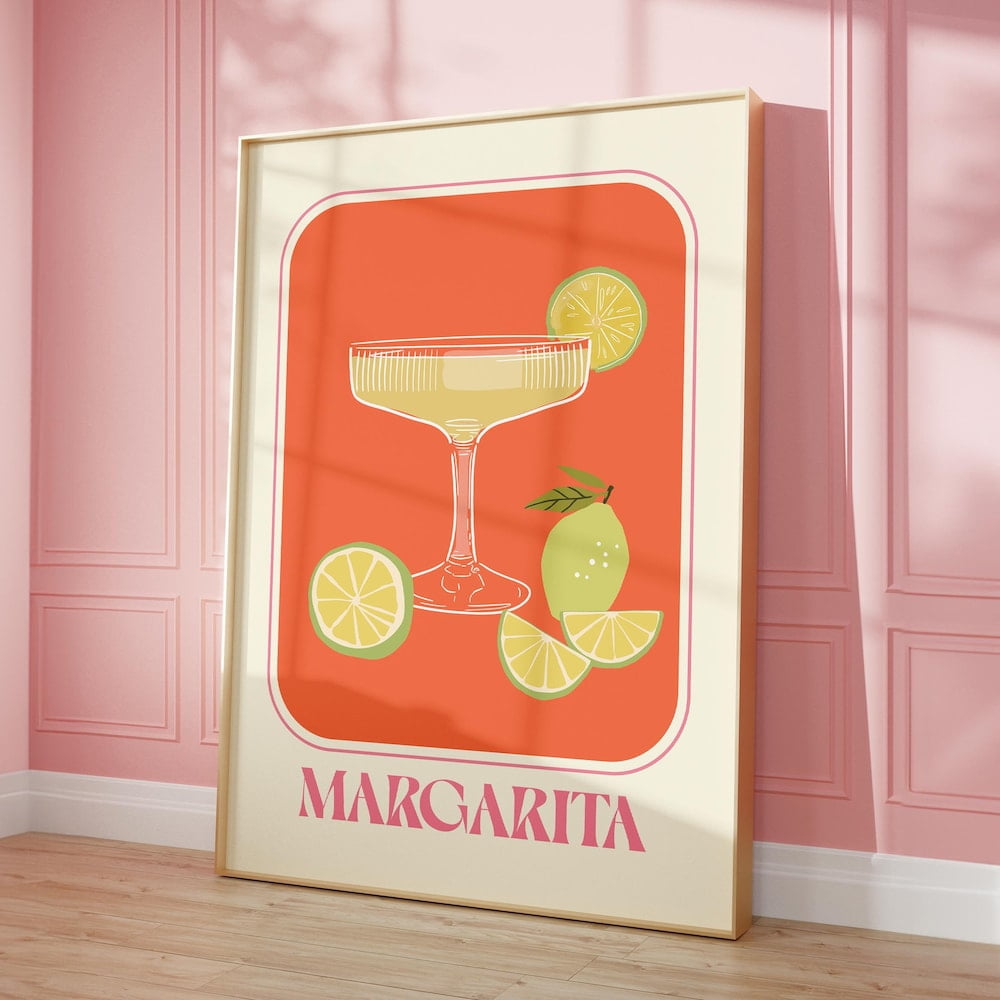 Margarita Print Cocktail Print Art, Cocktail Bar Cart Wall Art Retro ...