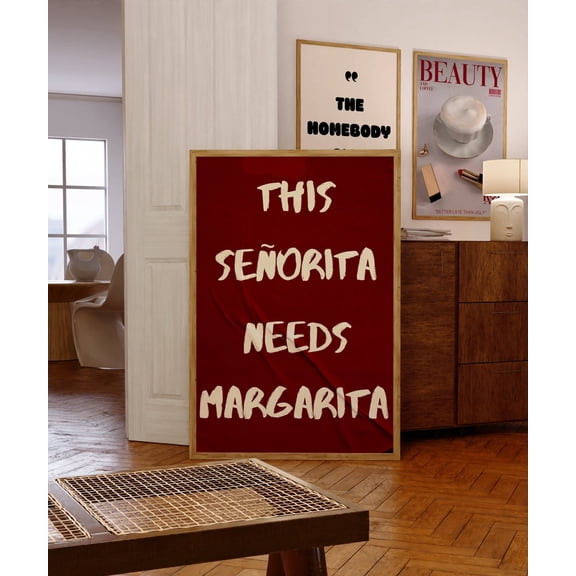 Margarita Quote 70s Retro Bar Wall Art, Unframed Canvas 8x10in