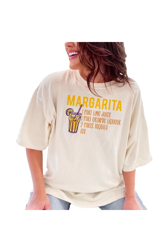 Margarita Recipe T-Shirt, Summer Party Tee, Fun Cocktail Graphic Shirt, Novelty Drinking Apparel, Bartender Gift Idea, Happy Hour Tee, Ivory Comfort Colors T-Shirt, Medium