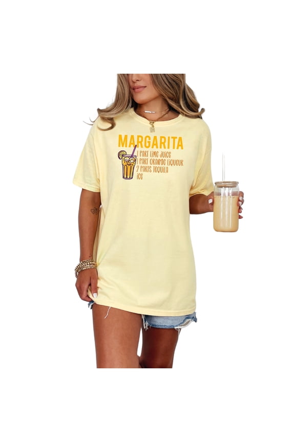 Margarita Recipe T-Shirt, Summer Party Tee, Fun Cocktail Graphic Shirt, Novelty Drinking Apparel, Bartender Gift Idea, Happy Hour Tee, Butter Comfort Colors T-Shirt, Small