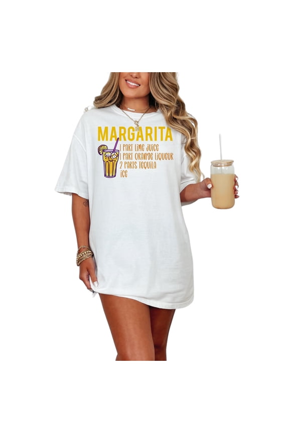 Margarita Recipe T-Shirt, Summer Party Tee, Fun Cocktail Graphic Shirt, Novelty Drinking Apparel, Bartender Gift Idea, Happy Hour Tee, White Comfort Colors T-Shirt, XL