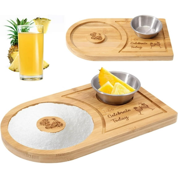 Margarita Salt Rimmer Set 4.7" Rims Bamboo Wood Glass Rimmer with Stainless Steel Bowl Sugar Salt Rimmer Bartender Tool for Cocktail and Margarita for Bar Pub Party diy